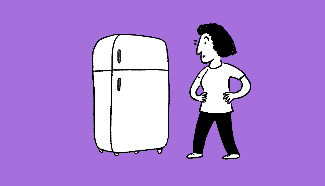 What to Do if Your Partner Is Having Memory Issues animated gif of a woman finding a phone in the refrigerator