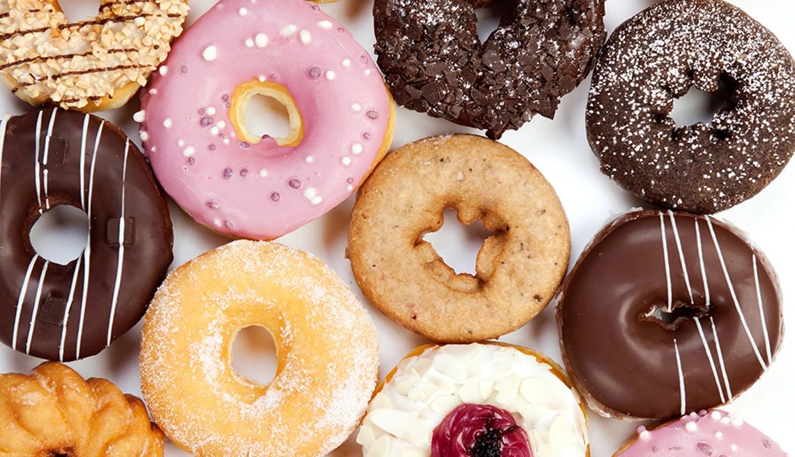 Frequently eating ultraprocessed foods could raise your risk of cognitive decline A close-up view of several different kinds of doughnuts