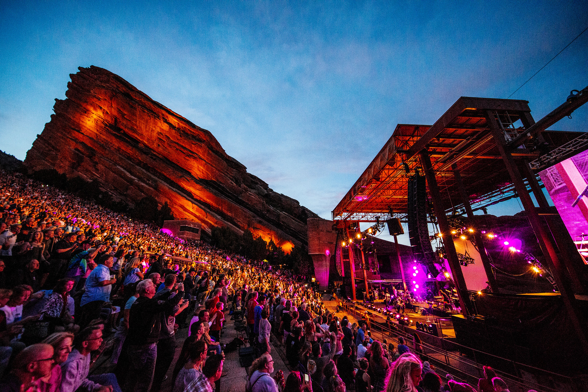a view of the audience at Red Rocks Amphitheatre