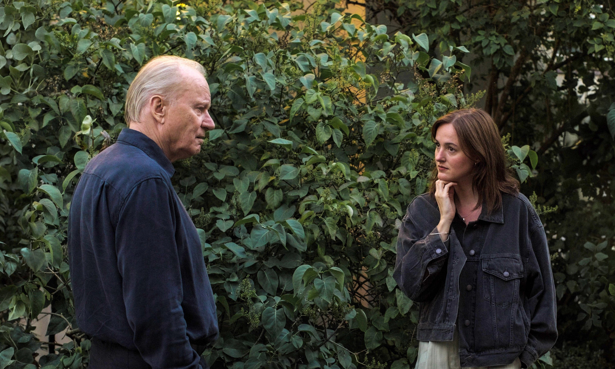 stellan skarsgard and renate reinsve in a scene from sentimental value