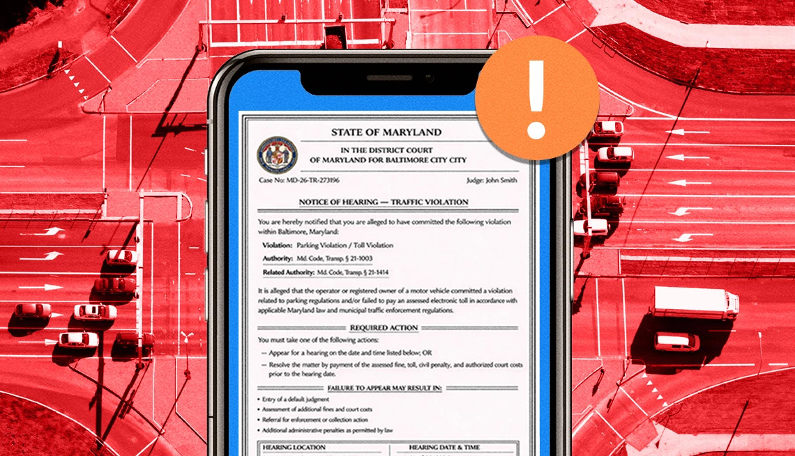 fake court summons paperwork on a smartphone screen