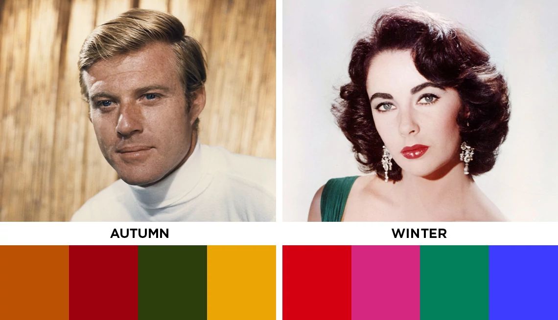How to Use Color Analysis Robert Redford (Left) and Elizabeth Taylor (Right)