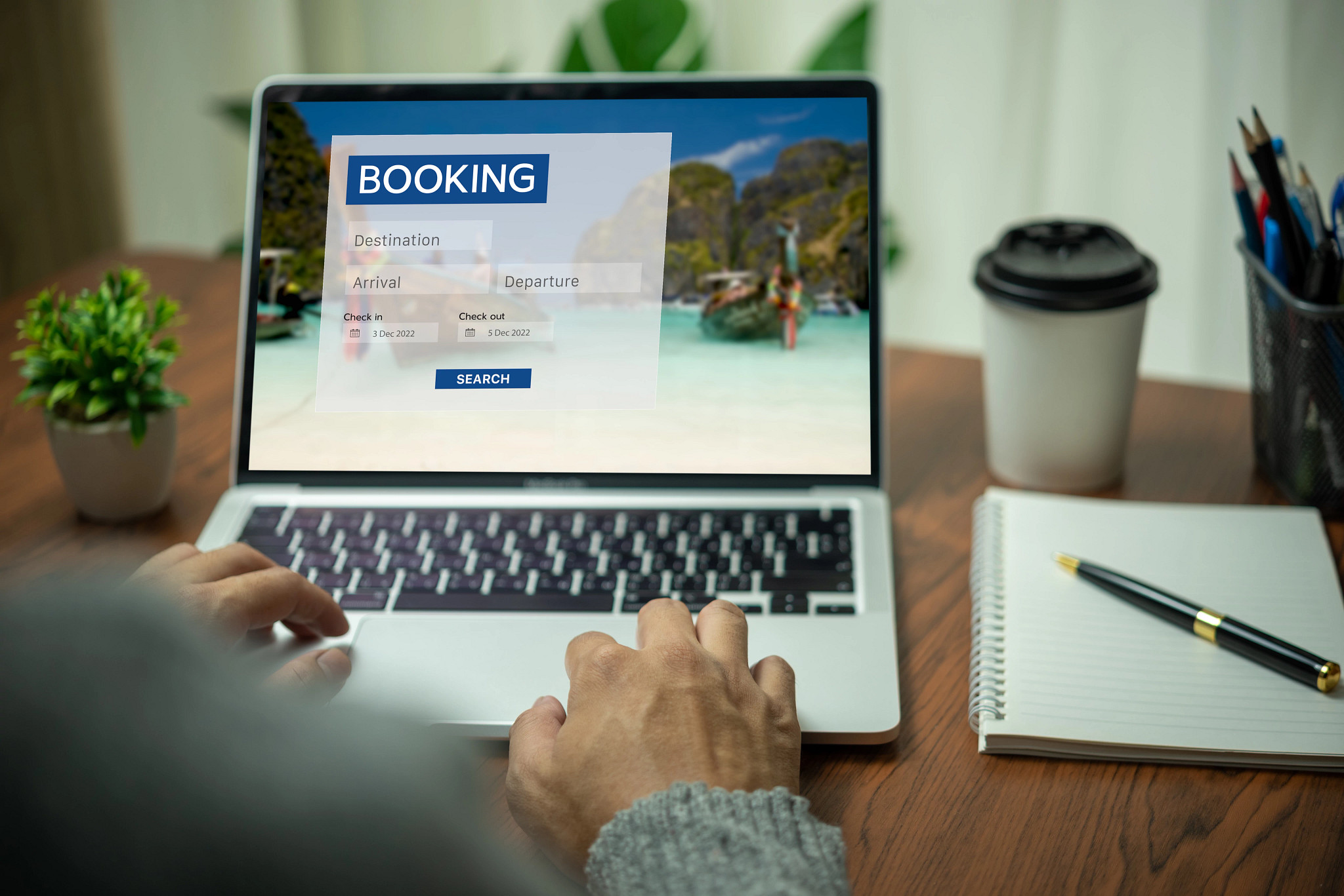 a booking website on a laptop
