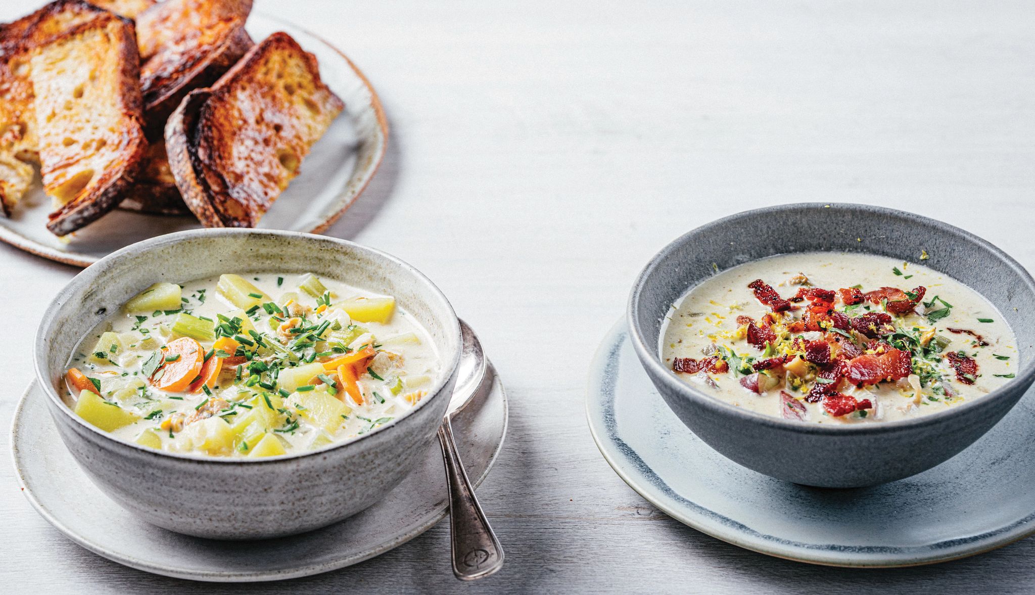 Andrew Zimmern’s Clam Chowder a photo shows Andrew Zimmern’s The BEST Clam Chowder