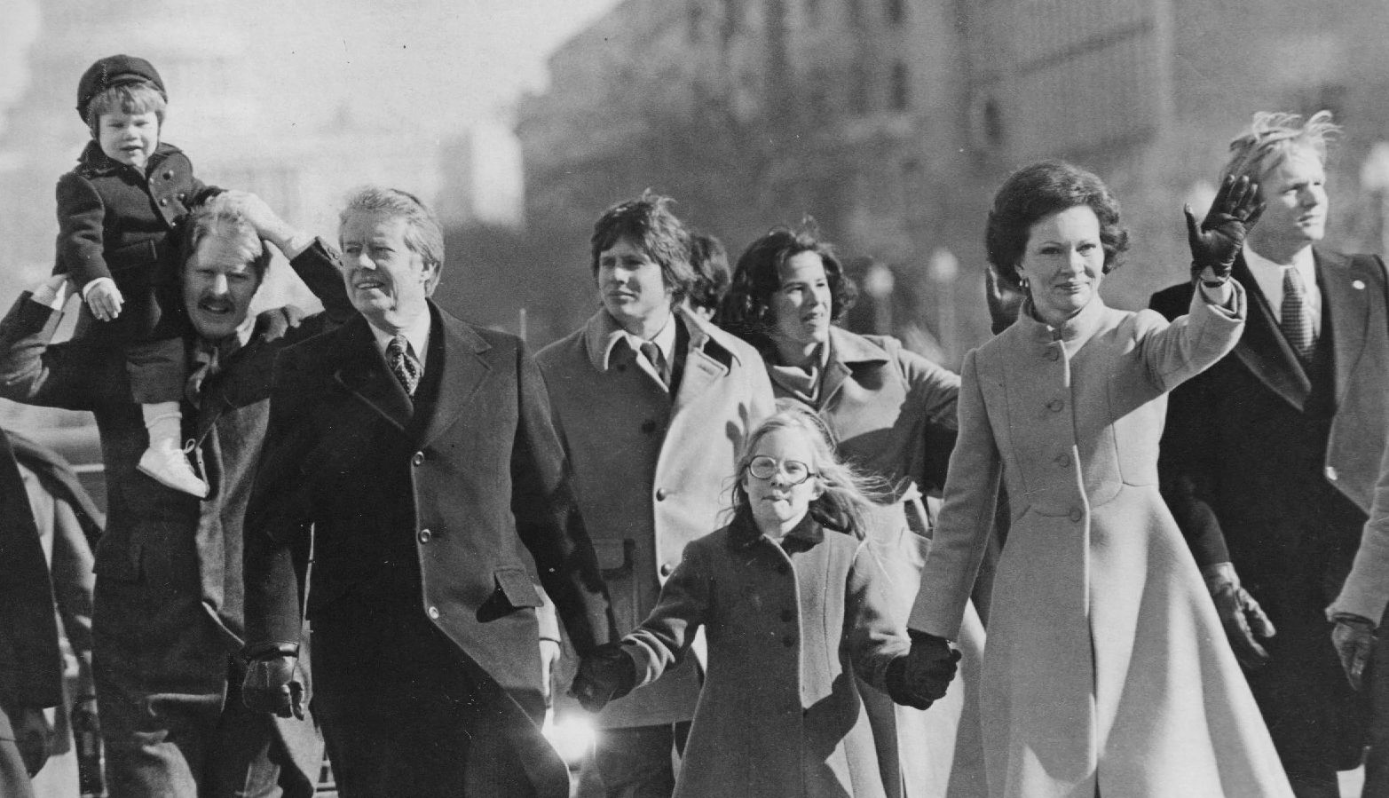 Jimmy, Amy and Rosalynn Carter Jimmy, Amy and Rosalynn Carter walk in the inaugural parade in Washington, D.C. on January 20, 1977