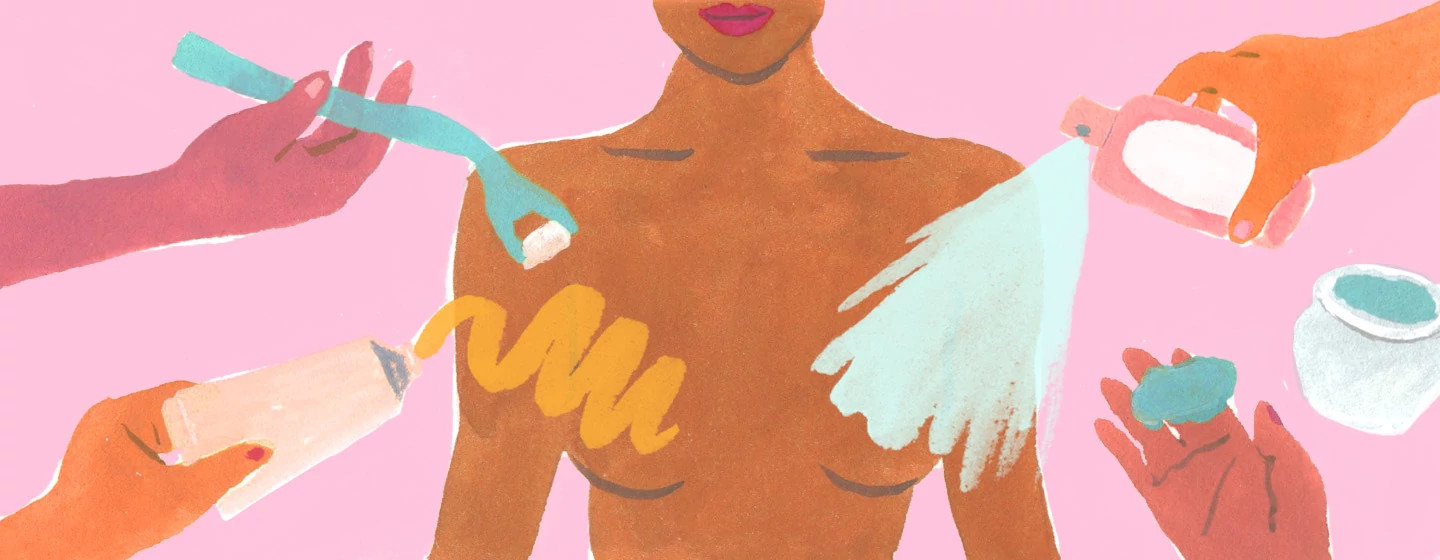 Illustration of non invasive treatments for breast facials.