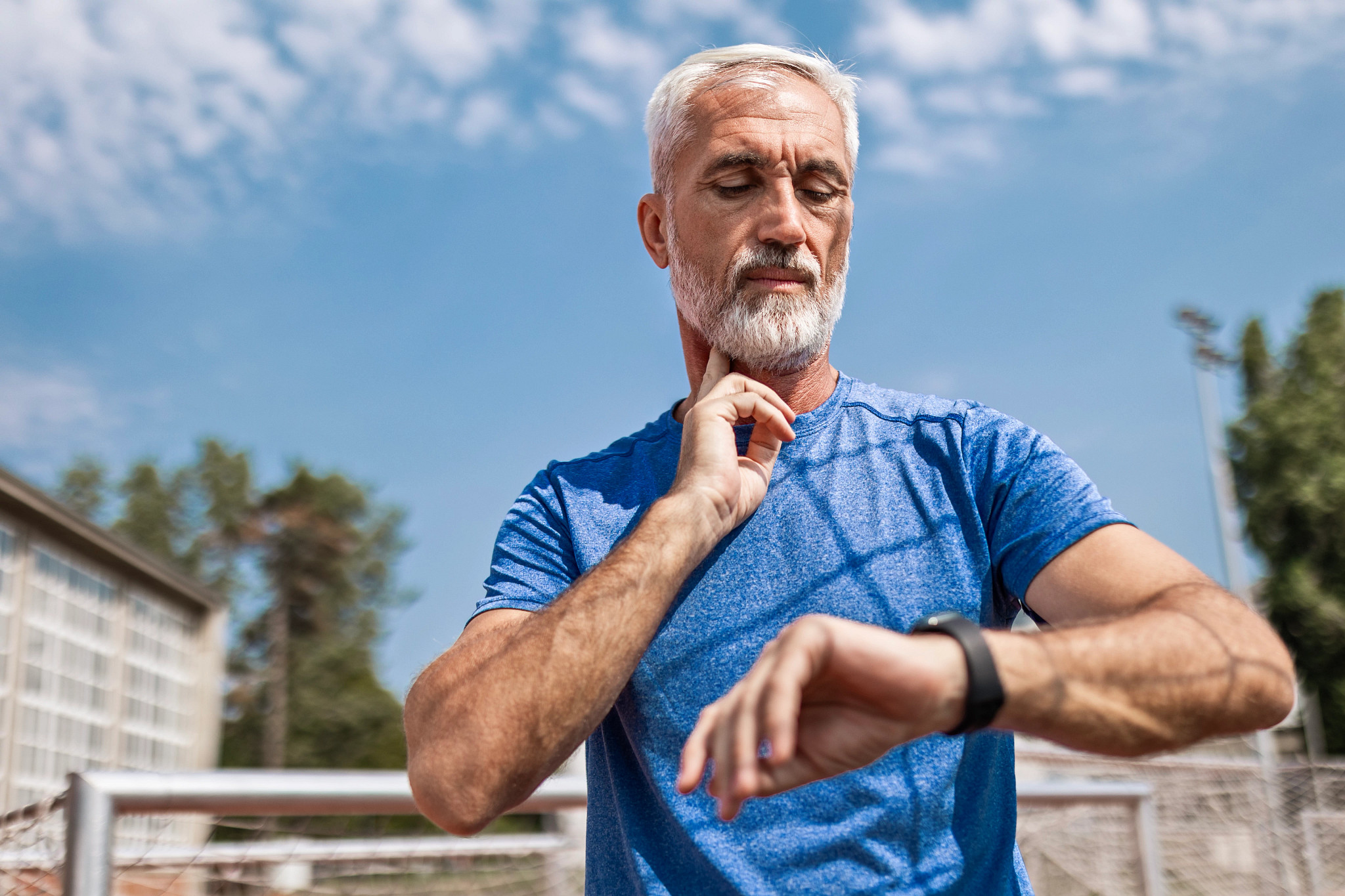 a person checking their pulse