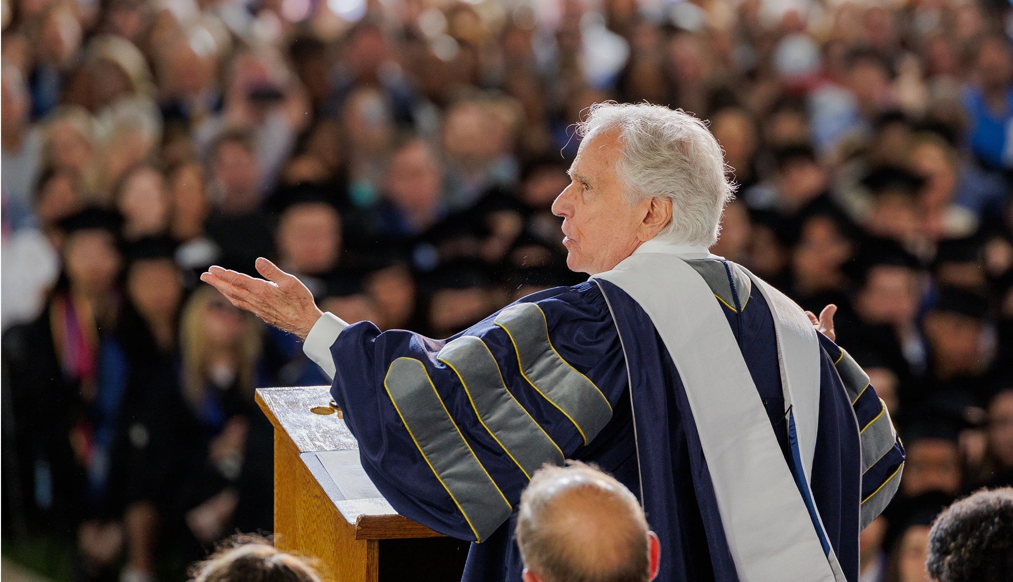 Henry Winkler: ‘My Whole Life Is a Bet’ Henry Winkler giving a commencement speech in front of a large crowd of graduates at Georgetown University