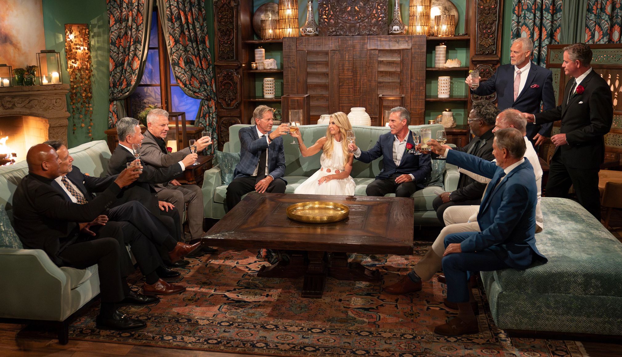 Golden Bachelorette Joan Vassos joan vassos raises a glass to contestants on the golden bachelorette