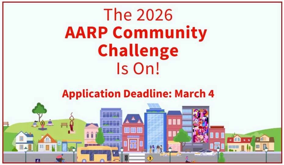 an a a r p logo for the community challenge grant