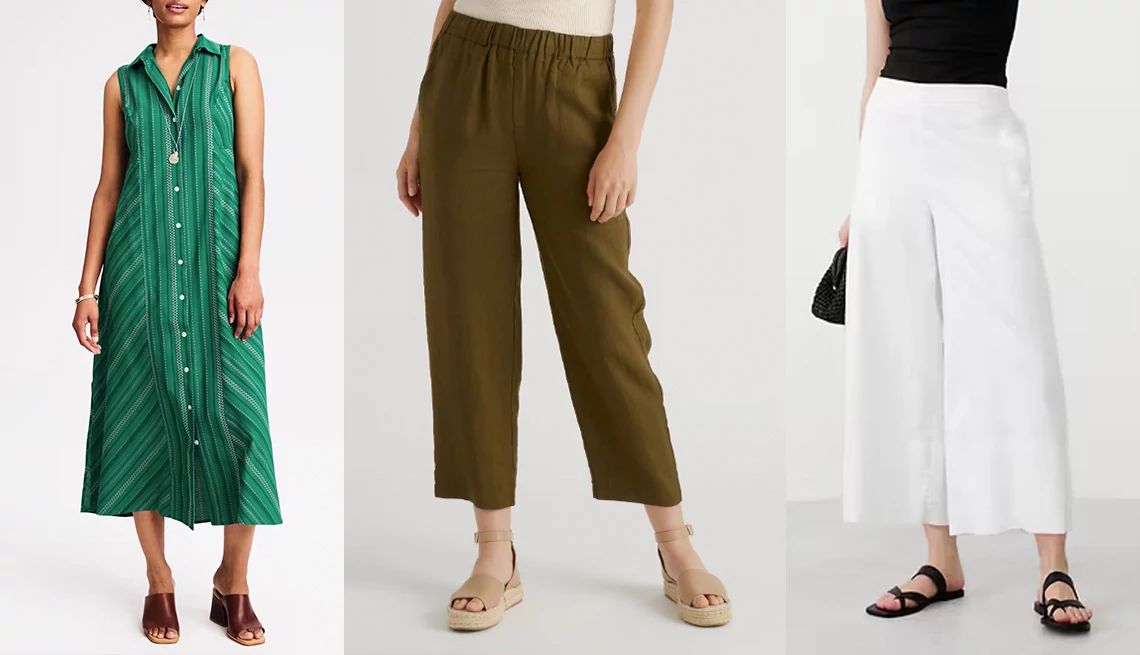 How to Dress for a Summer Heat Wave a collage with people modeling loose-fitting garments
