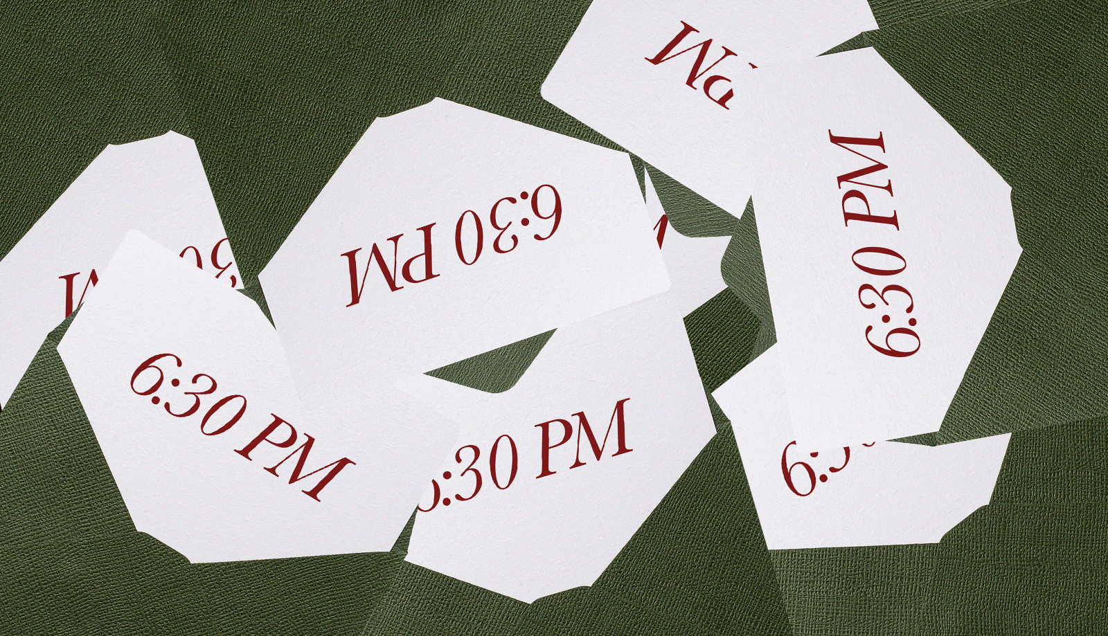 Invitation cards displaying 6:30 PM time.