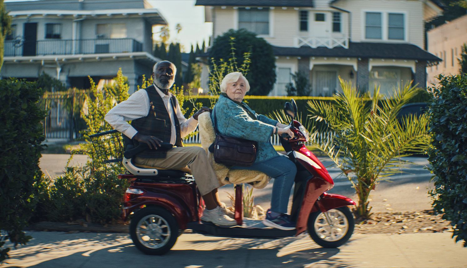 Richard Roundtree and June Squibb star in 'Thelma.' Richard Roundtree and June Squibb on a motorized scooter in a still from Thelma