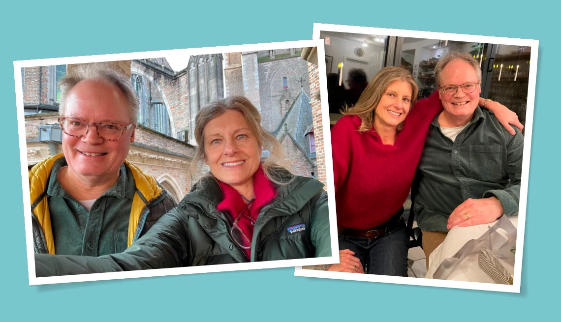 two images of the author and her husband