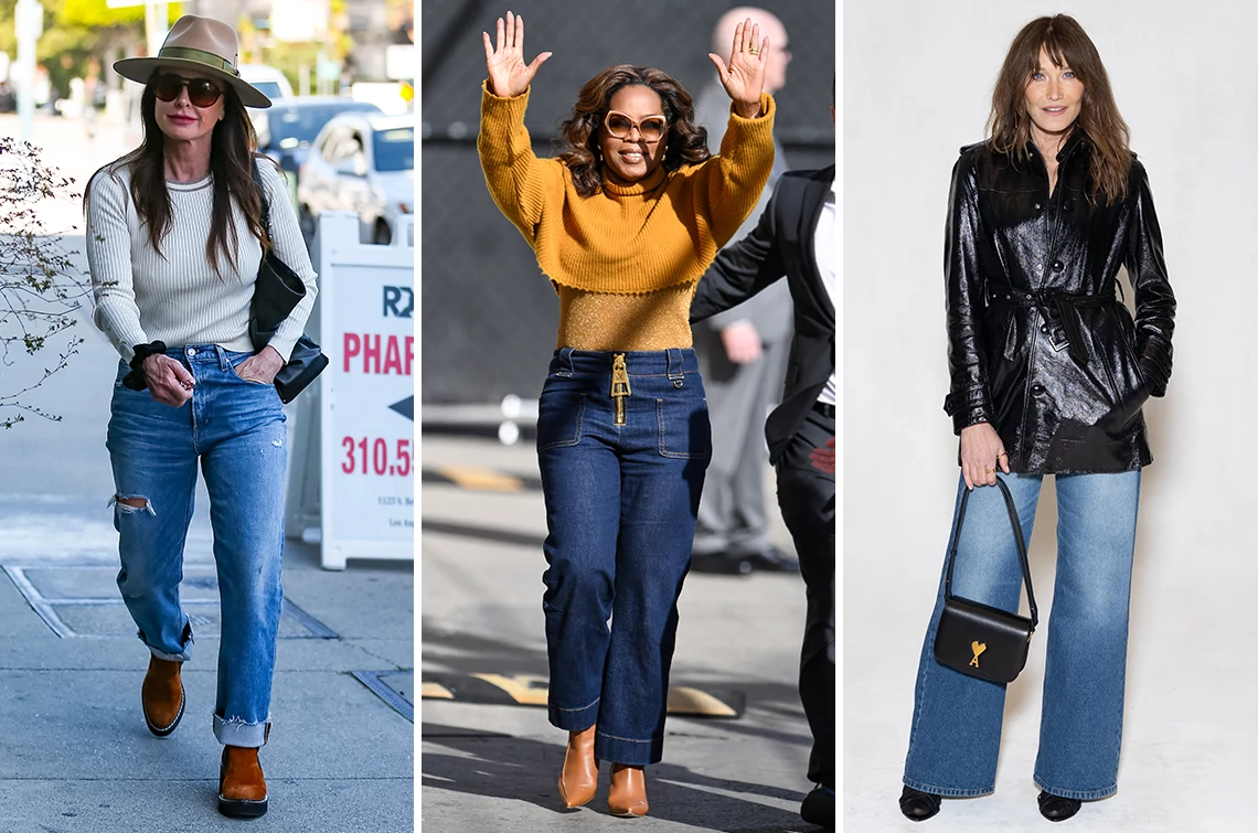 Kyle Richards, Oprah Winfrey and Carla Bruni Sarkozy wearing jeans