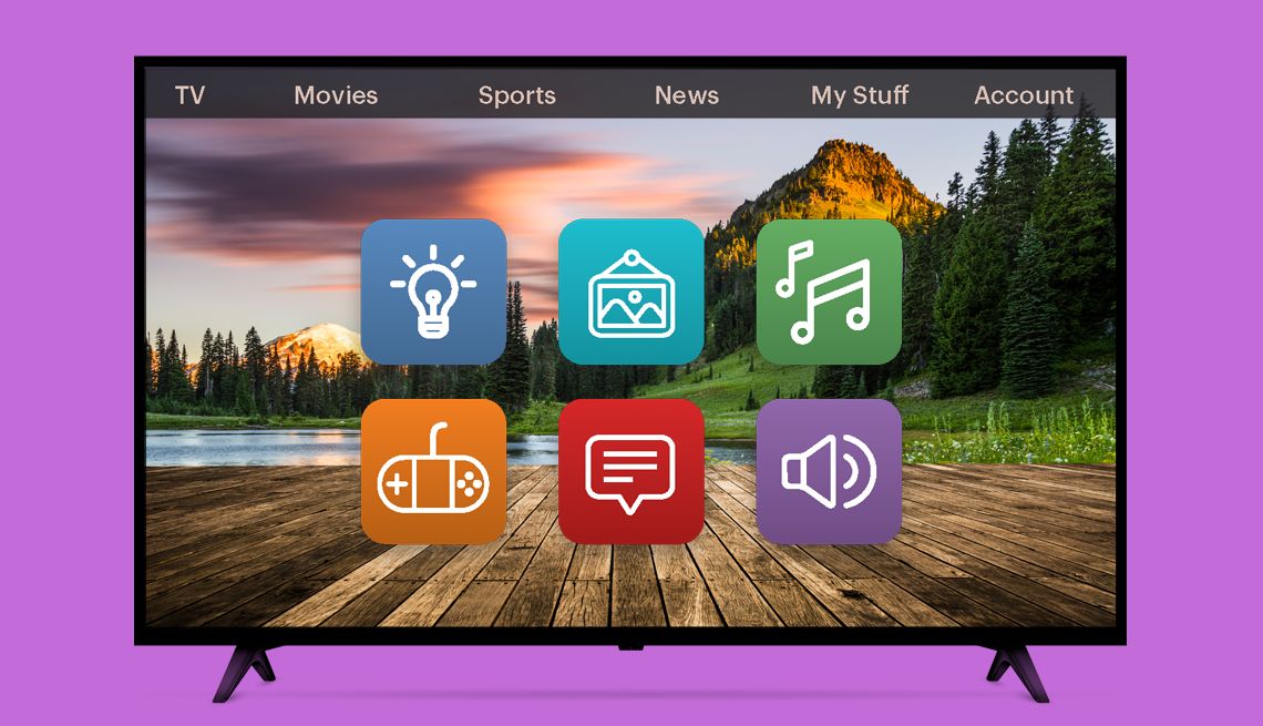 Smart TV Apps illustration of a t v with multiple app icons on it