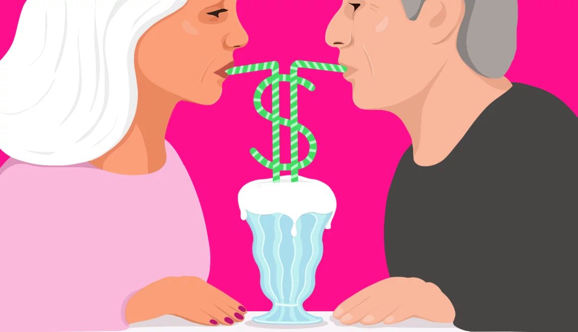 How to Talk About Money While Dating two people sipping straws out of the same milkshake
