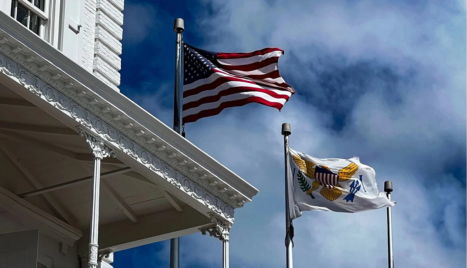 american and virgin island flags