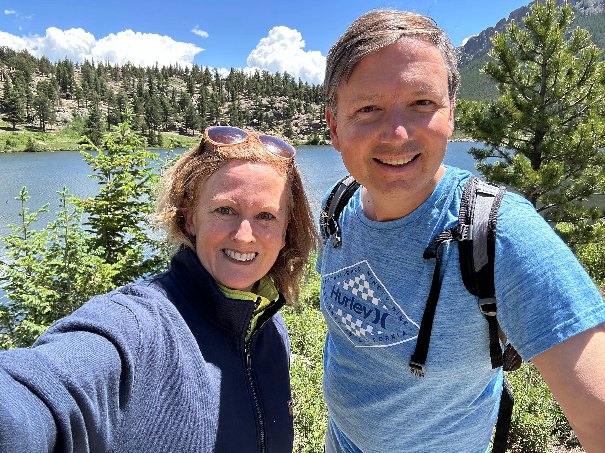 A couple on a hike.