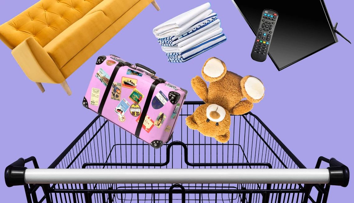 Black Friday items to avoid A shopping cart with items falling around it