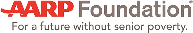 AARP Foundation aarp foundation logo with future without senior poverty tagline