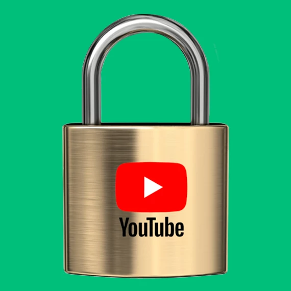 a gold lock with youtube on the front