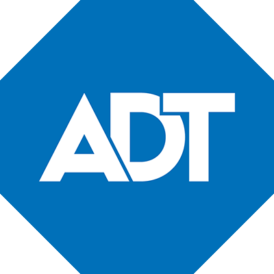 ADT Home Security A D T logo on blue octagon background