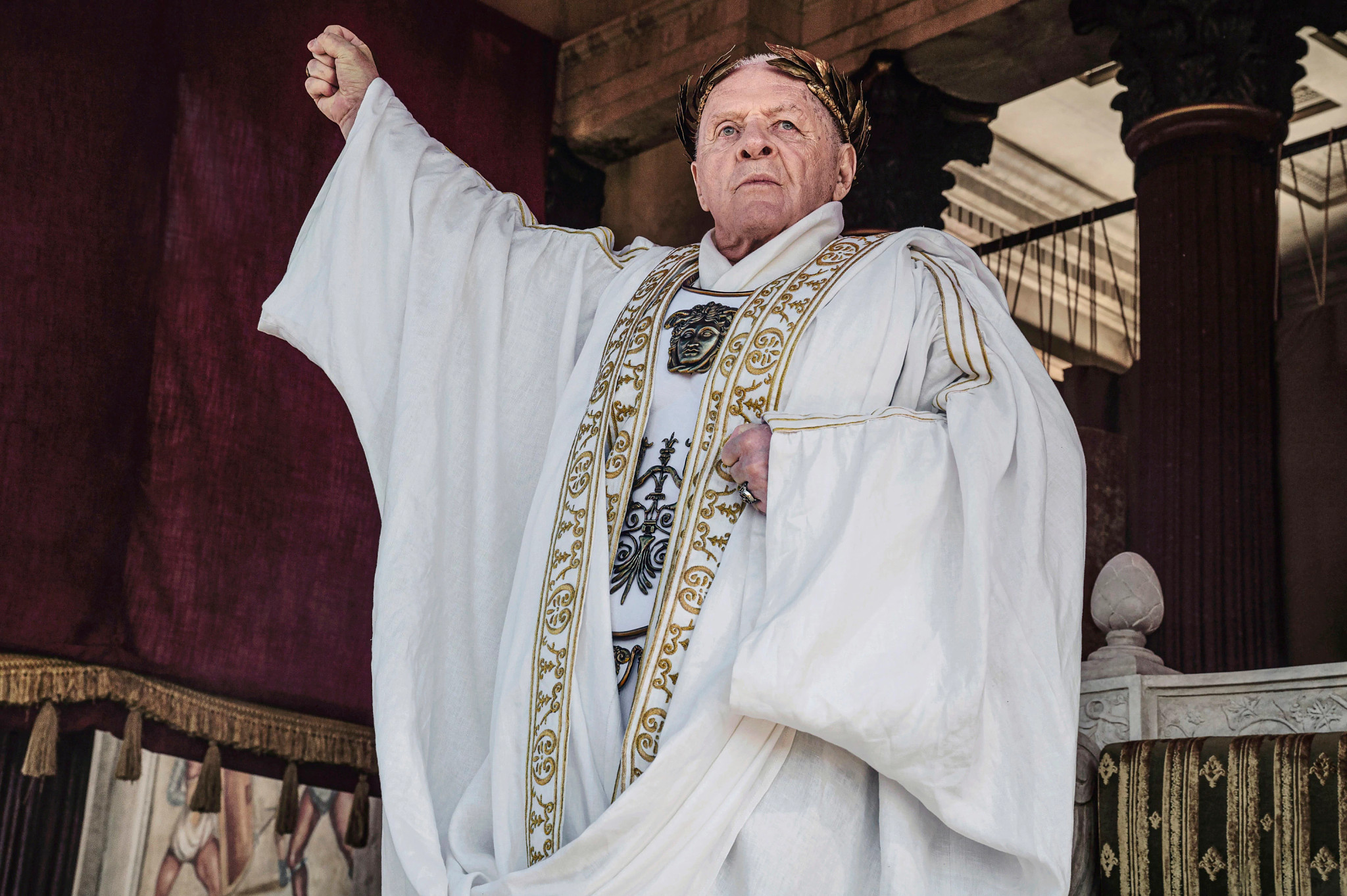 Anthony Hopkins as Vespasian in the Peacock series Those About to Die