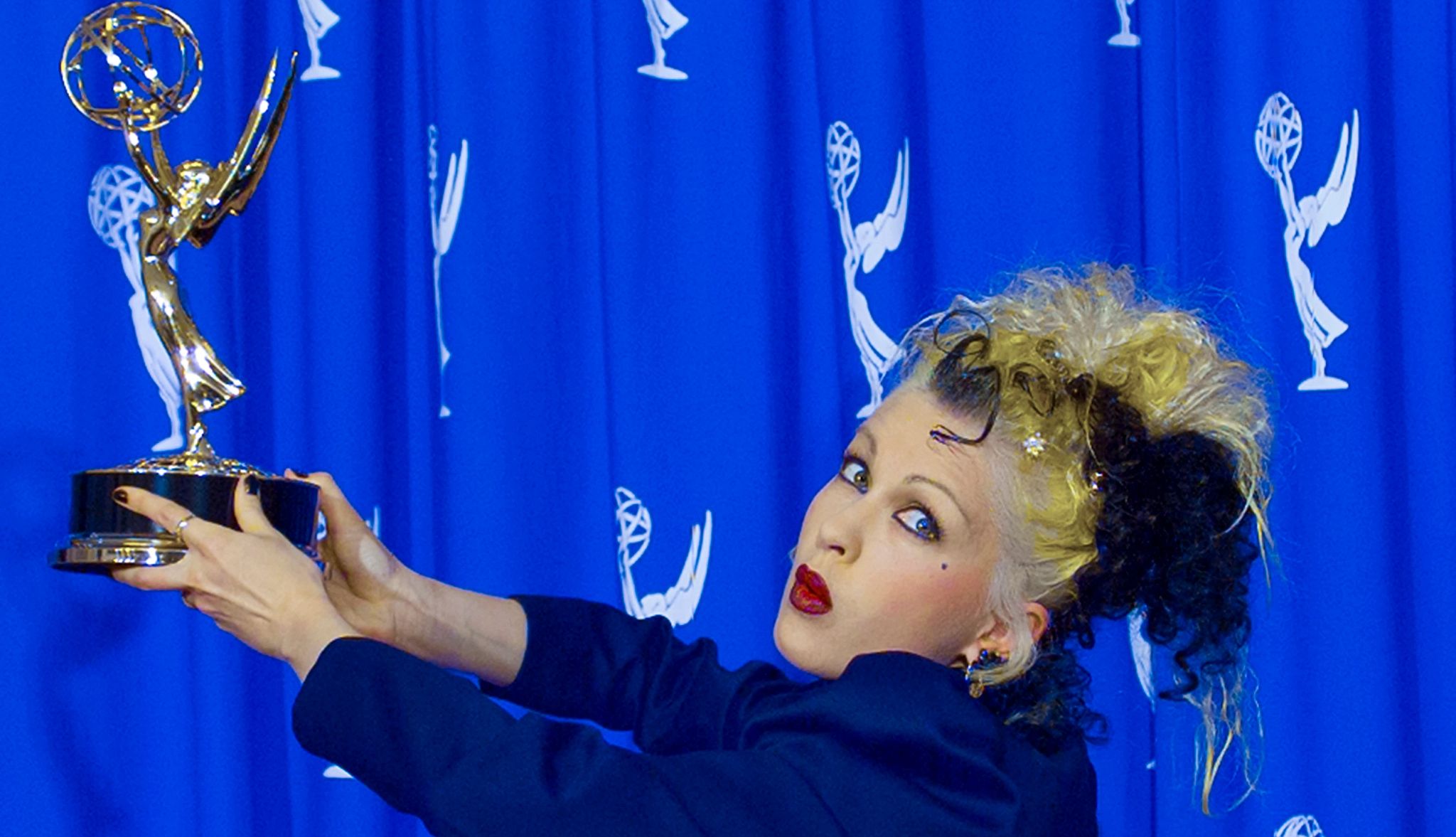Cyndi Lauper Is Still Having Fun cyndi lauper posing with her emmy award