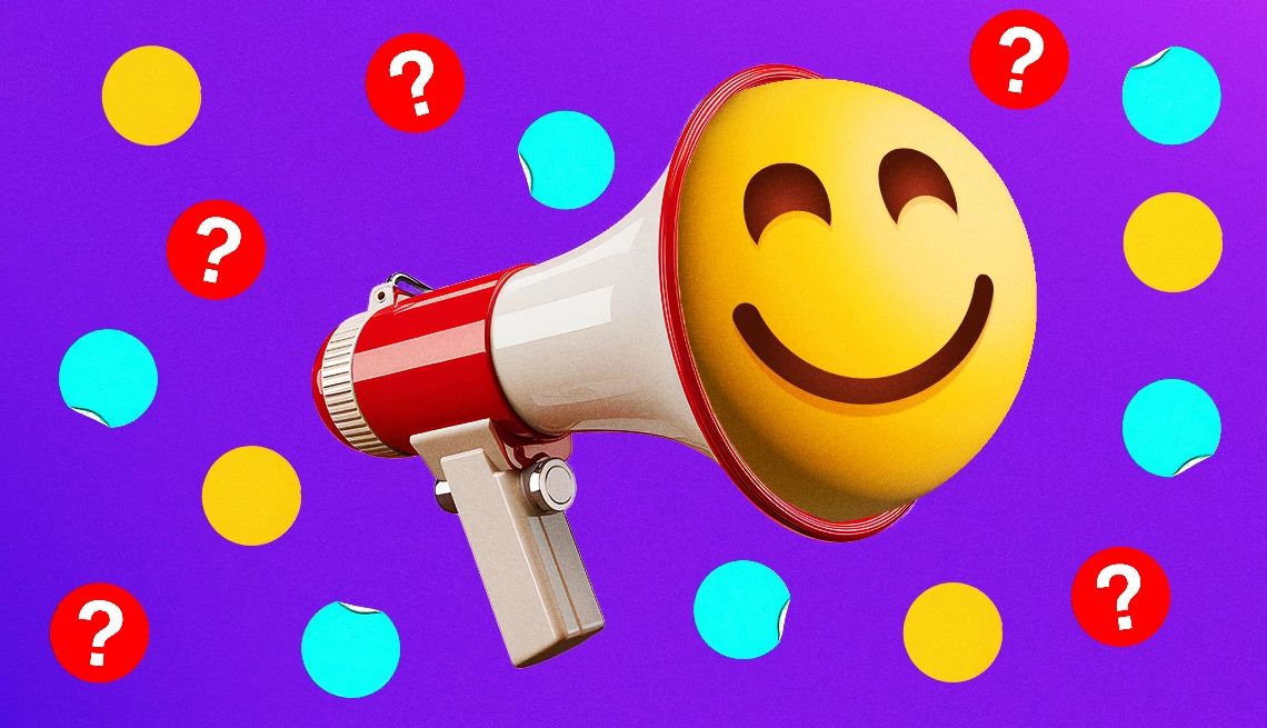 Nonverbal Communication Quiz a megaphone with a smiling face emoji coming out of it