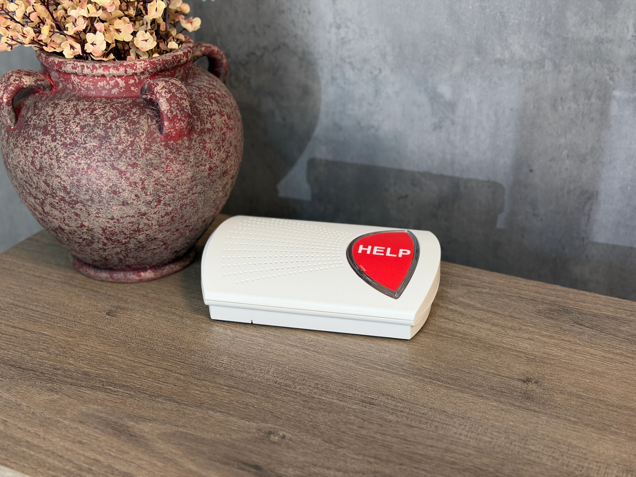 The base unit of the Bay Alarm Medical Classic Home medical alert system.