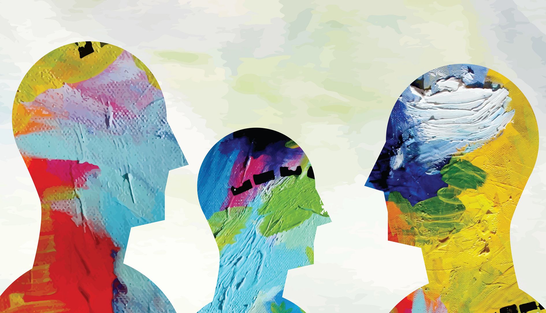 Brain health is entering the mainstream An illustration of three painted head silhouettes
