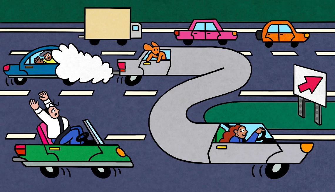 an illustration of cars on a highway