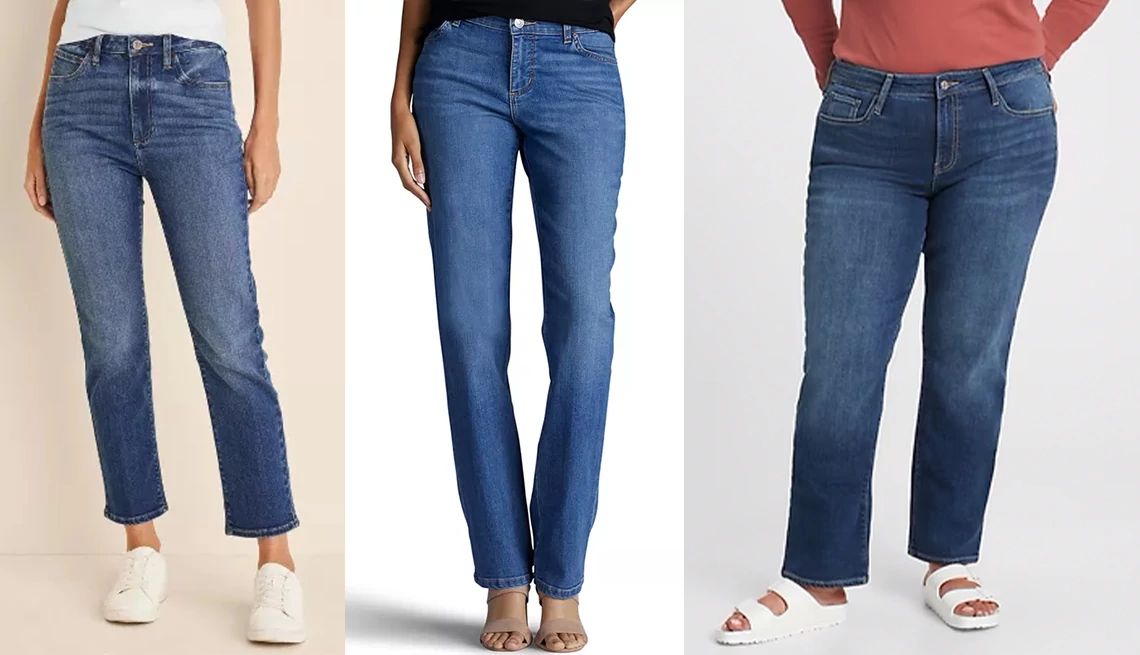 Jeans Style Guide for Women Over 50 models wearing straight-leg-jeans