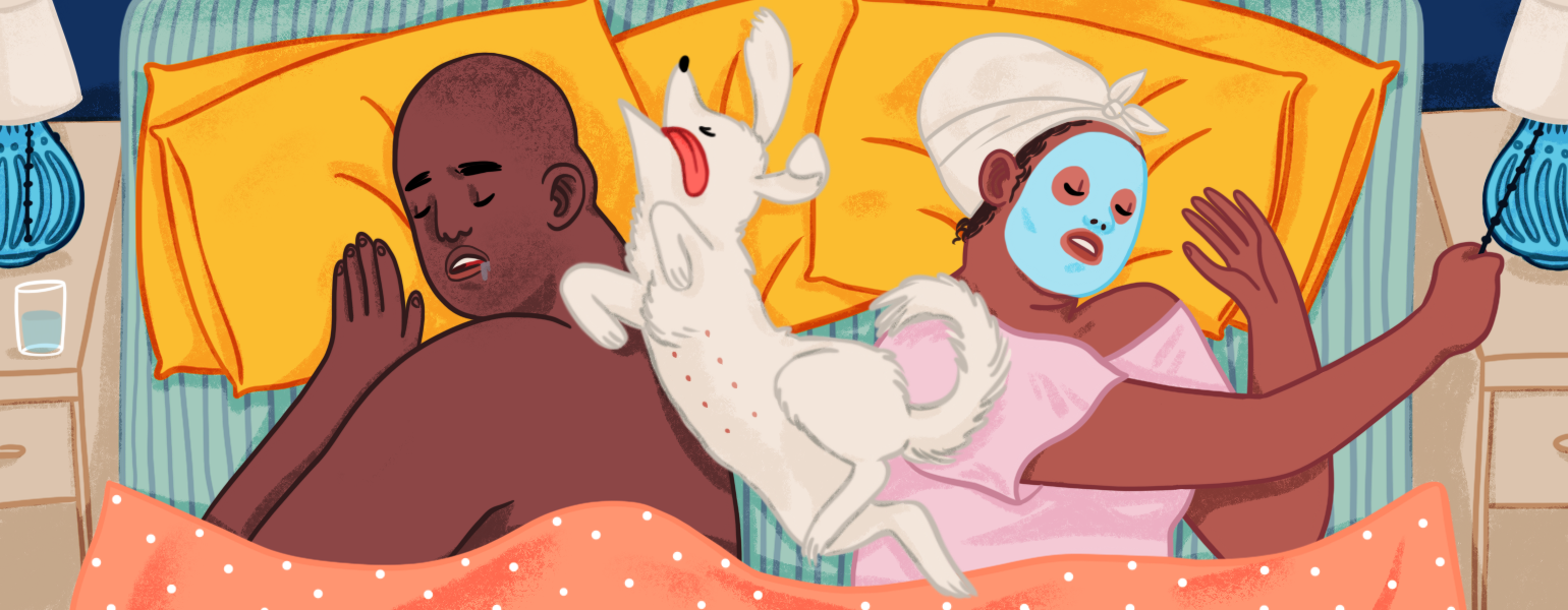 illustration of black couple sleeping