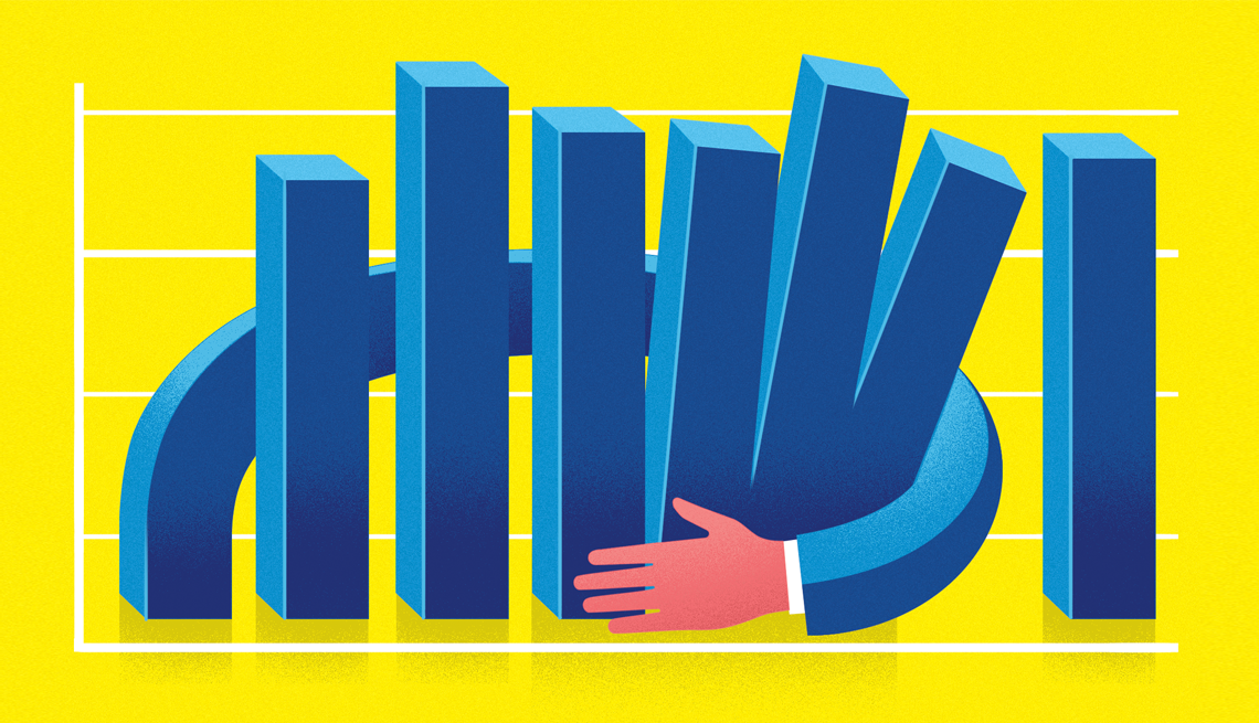 Financial protections for consumers a bar chart with a hand and arm wrapping around some of the bars