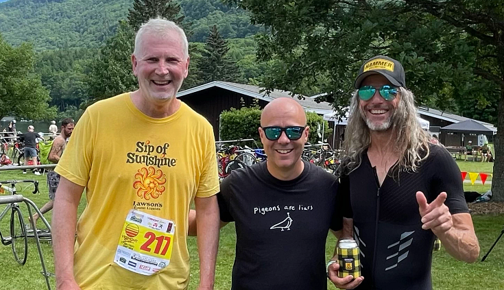 First Triathlon at 60 Greg Dooman is pictured celebrating his first triathlon