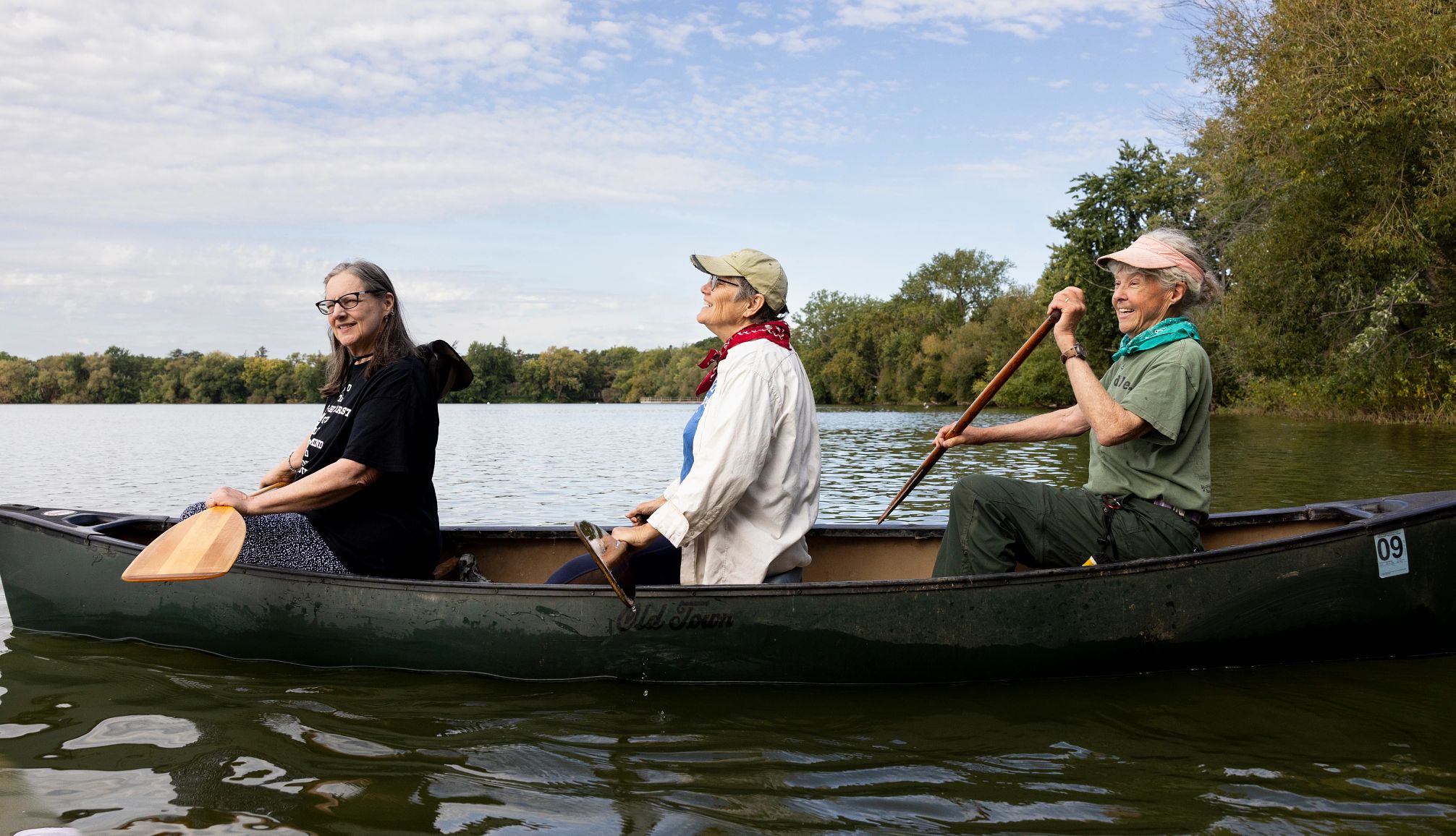 Three College Friends Paddled Rivers on Their Grand Adventure Anne Sherve-Ose, Deb Knutson and Deb White paddling their canoe on the river