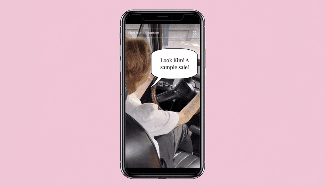 A gif shows Gail Rudnick her granddaughter Kim Murstein in a yellow cab, Rudnick driving