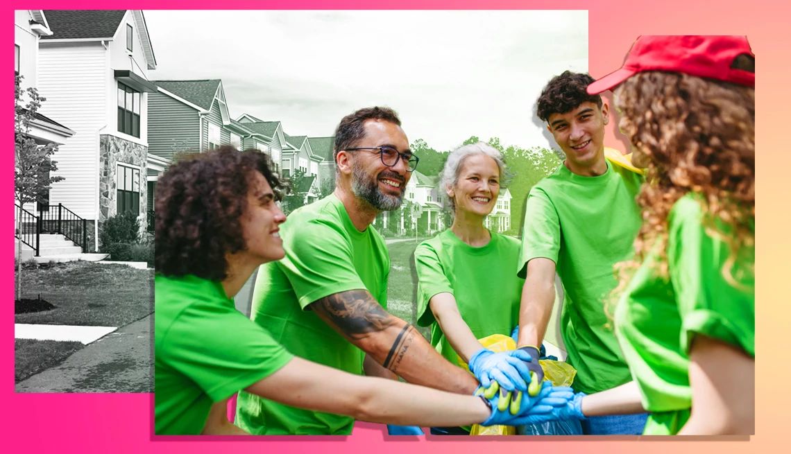 Hundreds of Communities Aim to Improve Life for Older Adults with AARP Support people in green shirts with their hands together