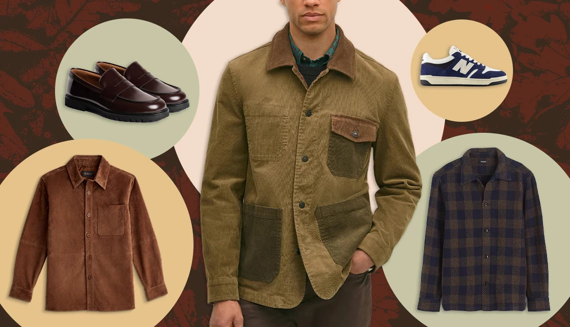 a collage with stylish clothing options for men