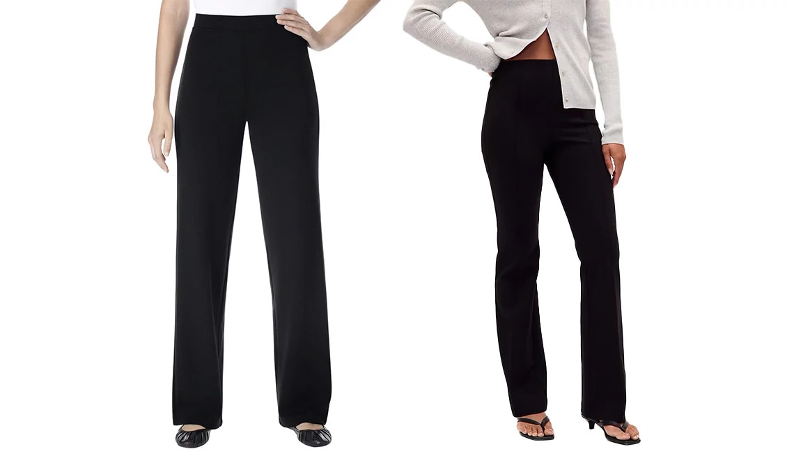 a collage with two different styles of womens pants
