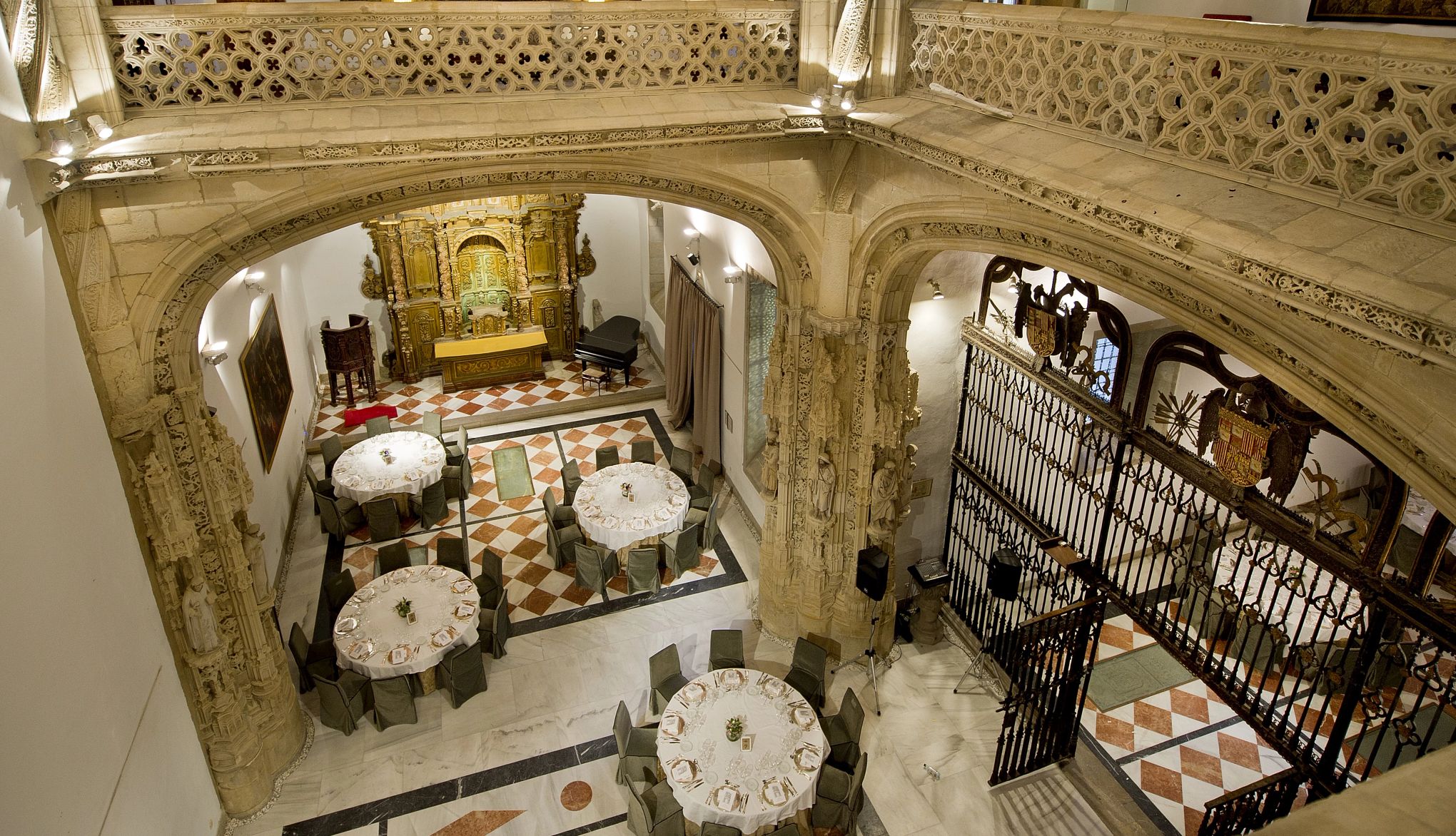 Staying in Spain's parador hotels is worth it aerial photo of hotel restaurant with empty tables
