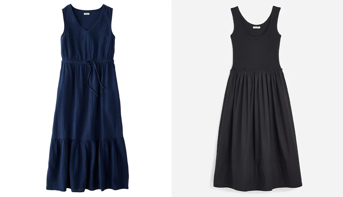 two different sleeveless dresses