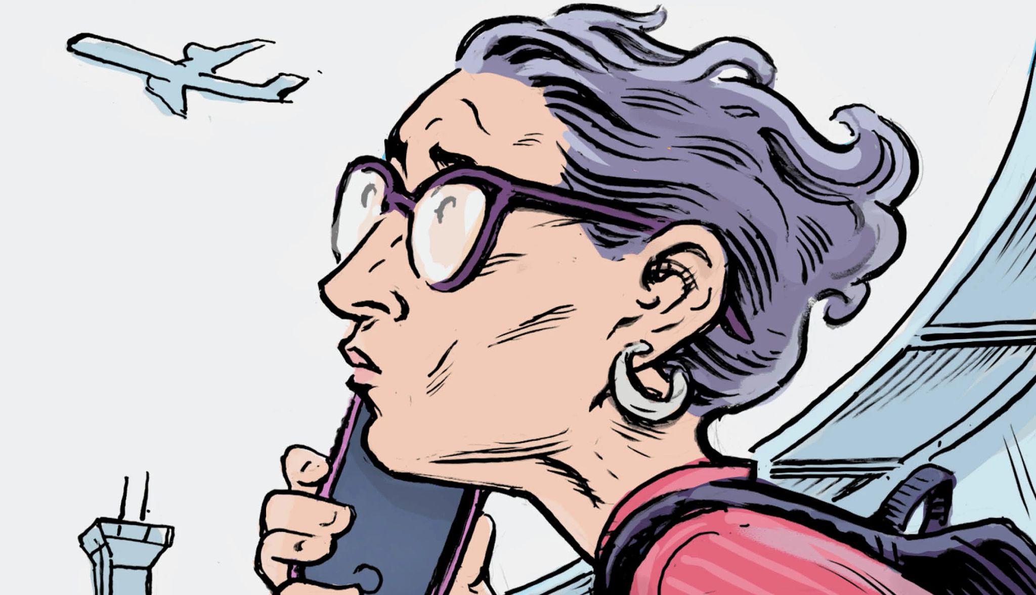 call the airline if you missed your flight illustration of a woman on her cell phone at the airport after she missed her flight