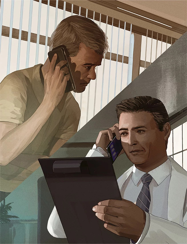 Travis and Dr. Echo speaking to each other on the phone