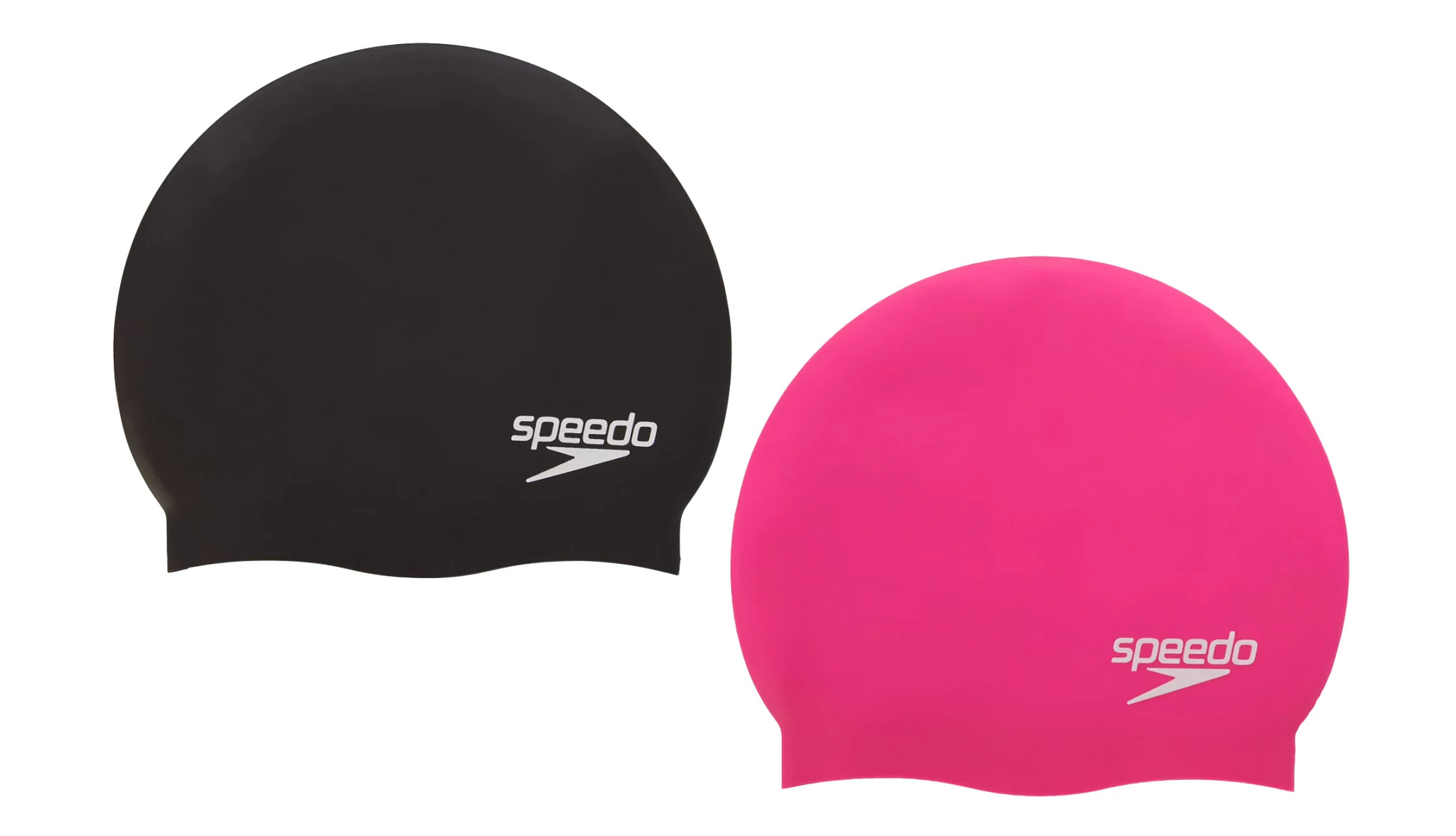 speedo swim caps in pink and black