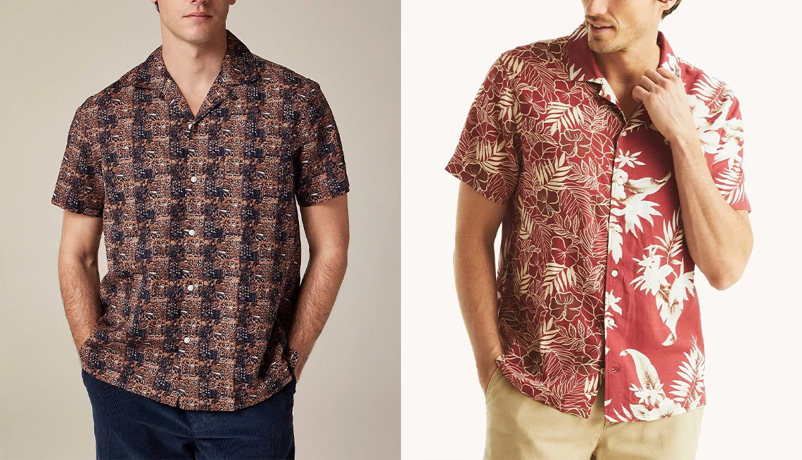 examples of printed button-down shirts