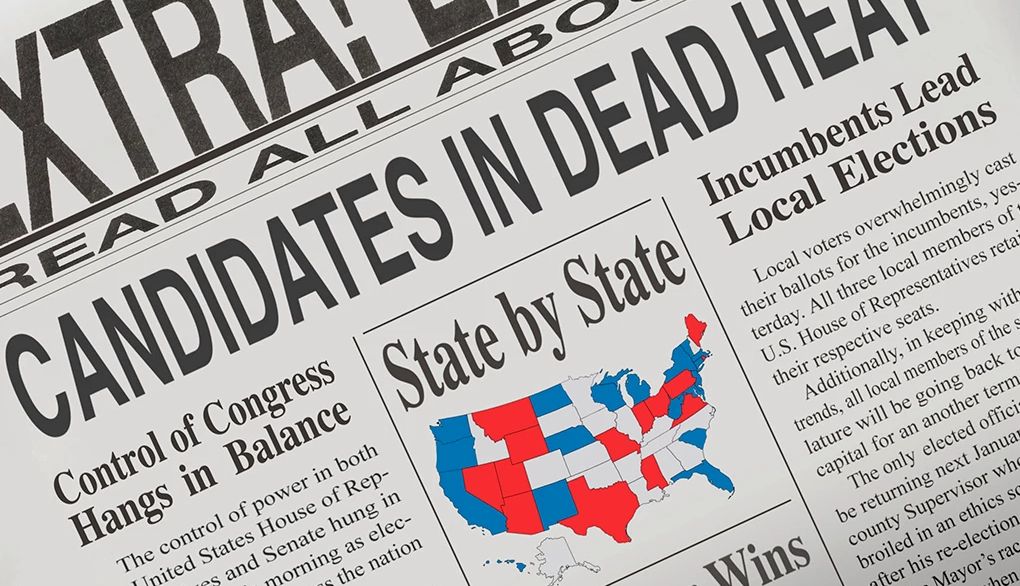 Play a quick word game based on news or magazine headlines An up-close view of a newspaper