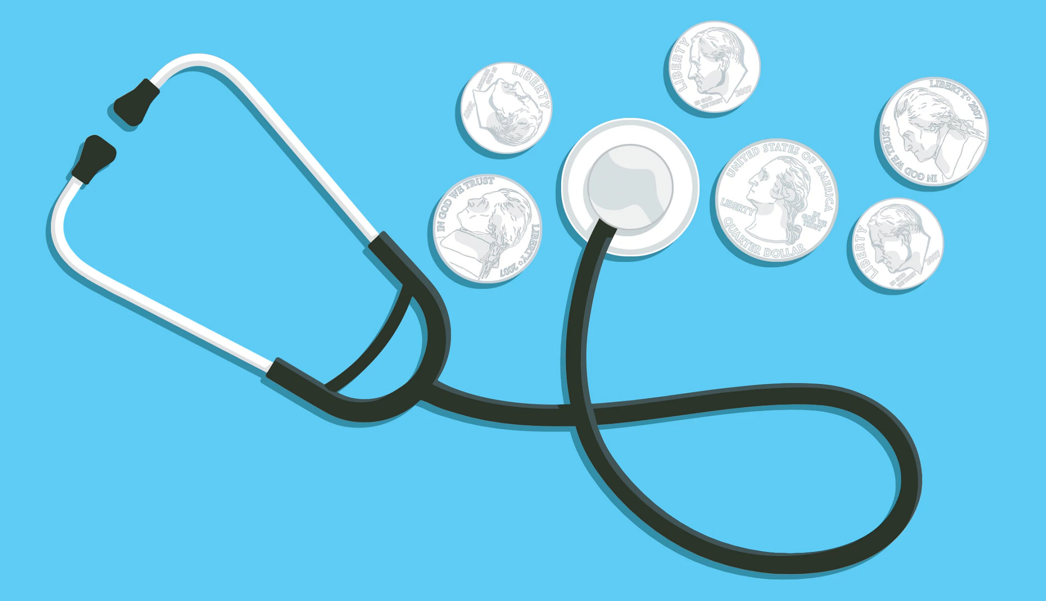 stethoscope with coins